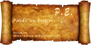Patócs Endre névjegykártya